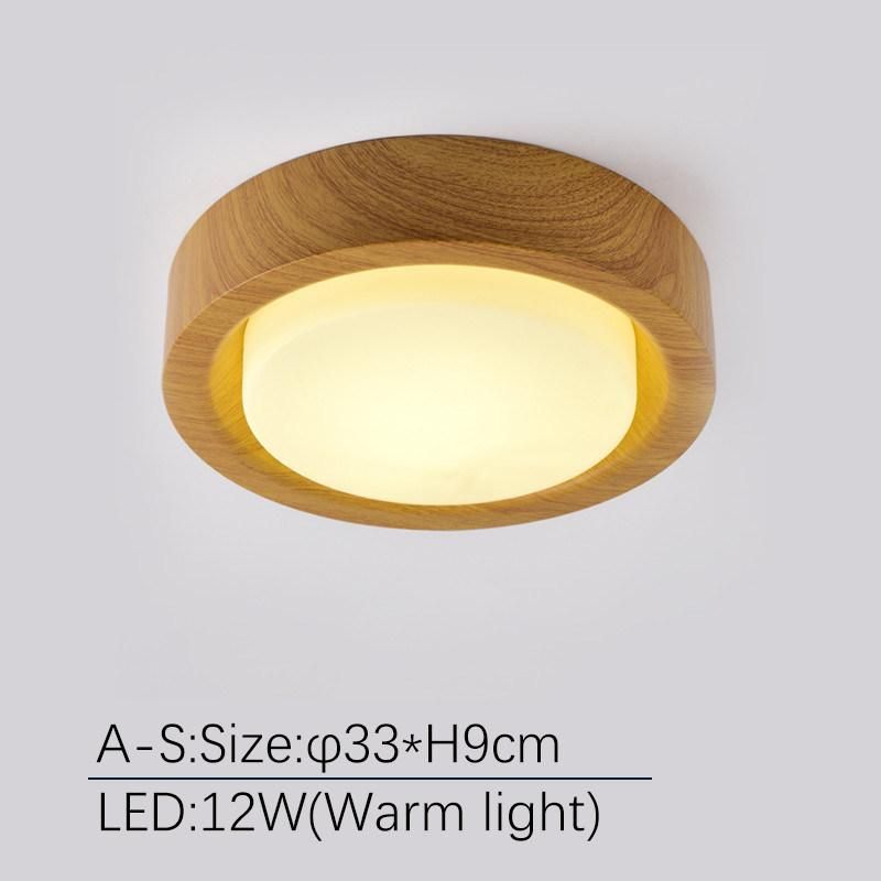 Wooden Round Ceiling Lights for Bedroom Iron Surface Mounted Rooms Lighting (WH-WA-28)