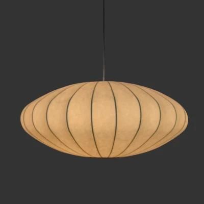 Japanese Style Restaurant Lighting Indoor LED Ceiling Lamp Single Oval Silk Ceramic Kitchen Cage Horizontal Pendant Lights