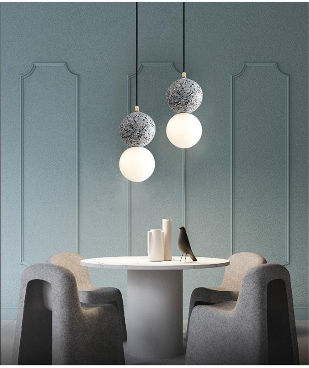 Modern Marble Pendant Lights Industrial Bedroom Bedside Lamp Cafe Restaurant Bar LED Hanging Lights Glass Ball Hanglamp