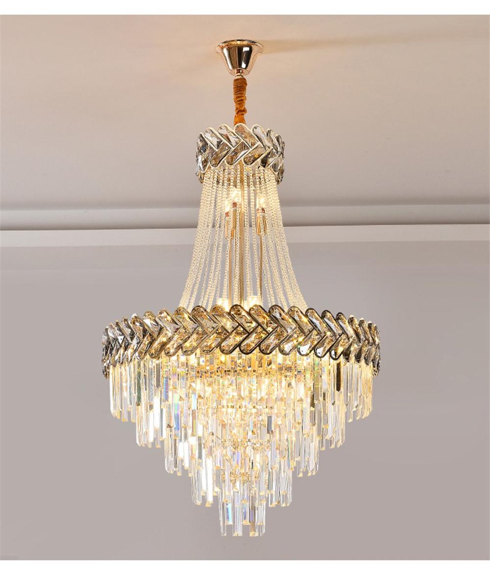 Modern Crystal Chandelier Lighting High Quality Gold LED Hanging Lamp for Living Room Bedroom Staircase Indoor Lighting