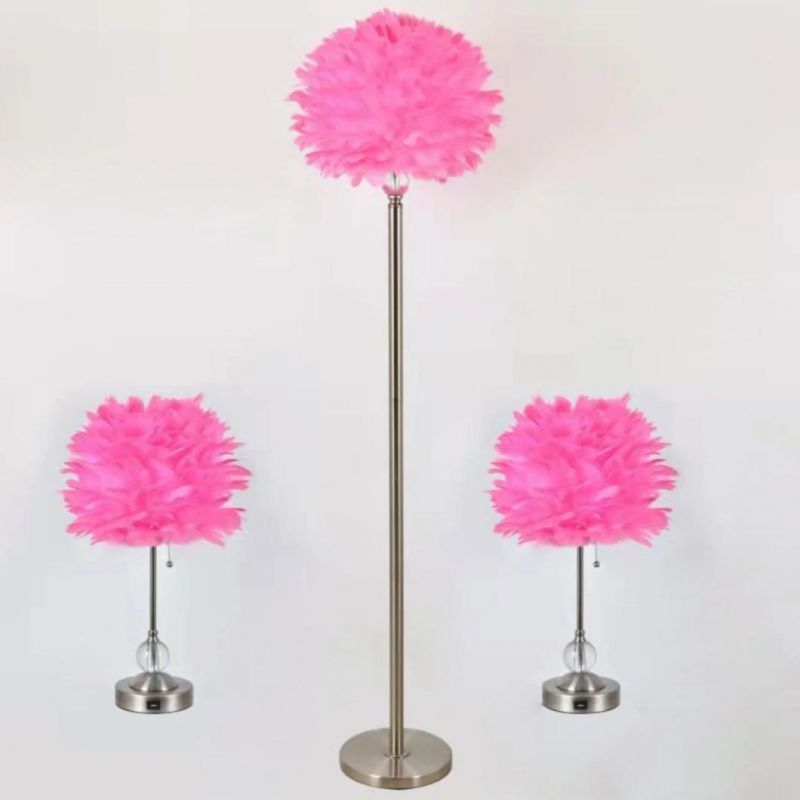 Pink Blue White Plume Feather Floor Lamp Modern for Home Living Room Table Lamp