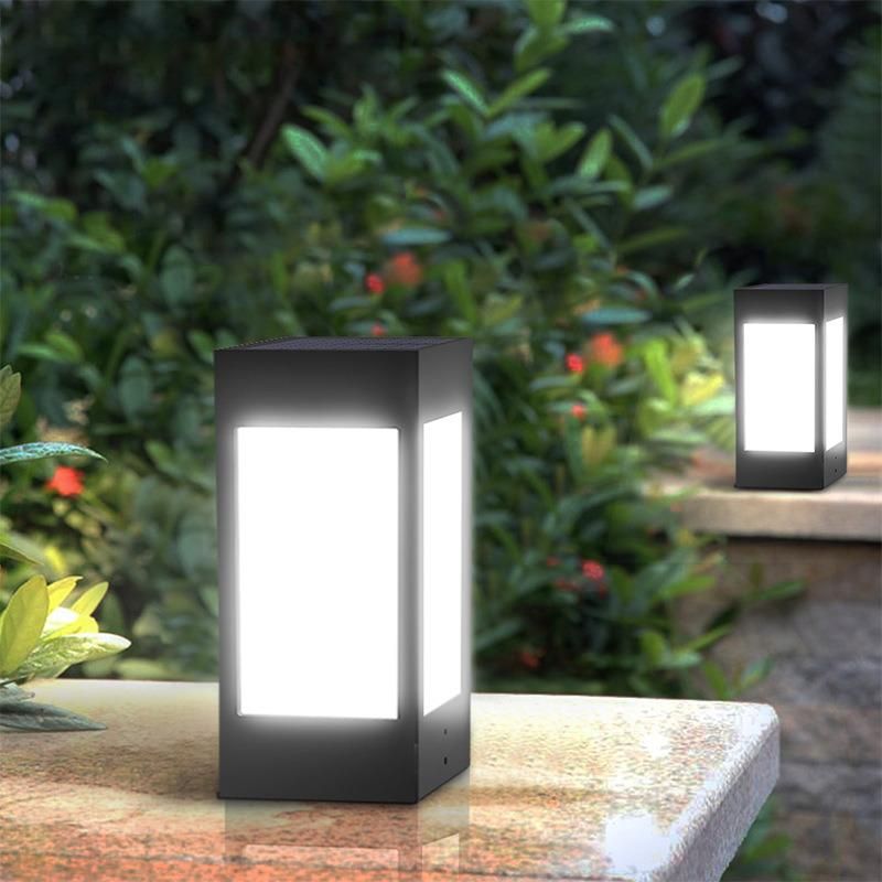 LED Solar Fence Solar Powered Pillar Lamp Outdoor Waterproof IP65 Wall Light for Villa Courtyard Landscape Garden Decor