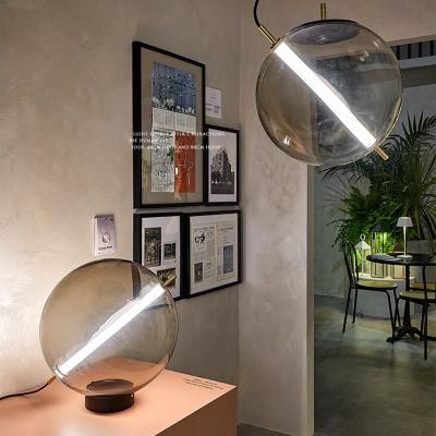 Spherical Transparent Lampshade Table Lamp Bedroom Bedside Lamp Nightstand Light
