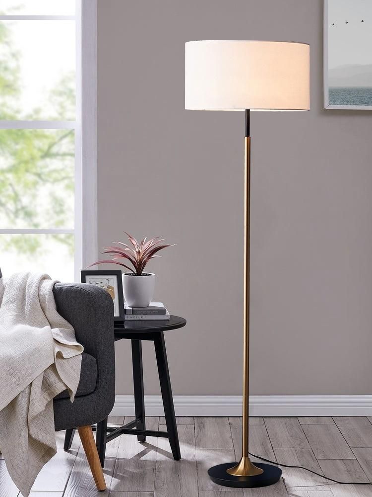 Metal Base Fabric Shade Corner Standing Modern Floor Lamps for Hotel Home Living Room Bedroom