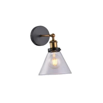 Decorative One Lite E27 Clear Glass Wall Lamp in Black