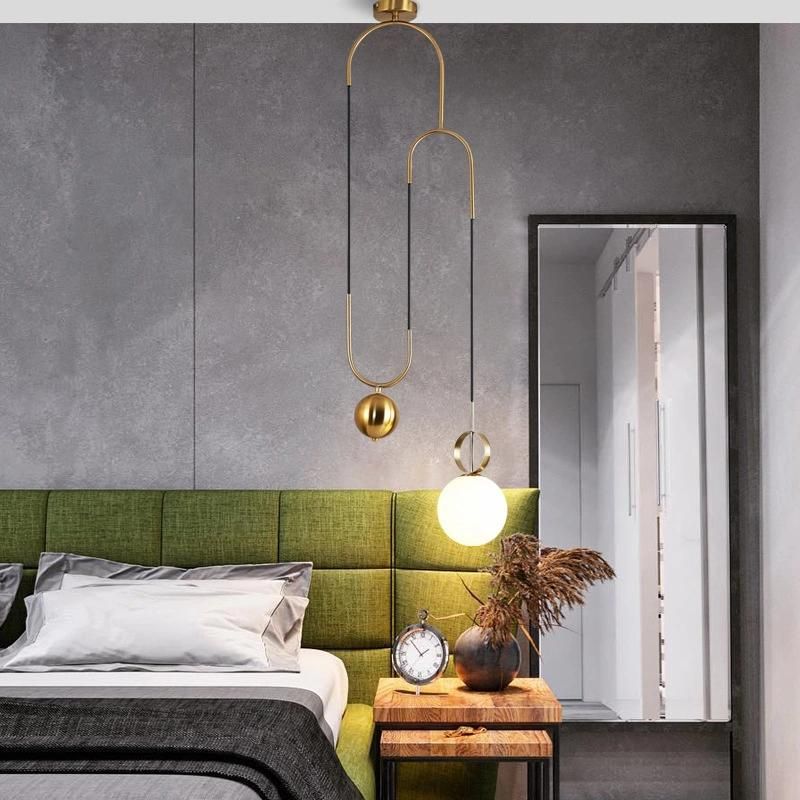 Modern Linear Pendant Light LED Indoor Pulley Glass Ball Bedside Living Room Lighting Bedroom Pendant Lamp (WH-AP-165)
