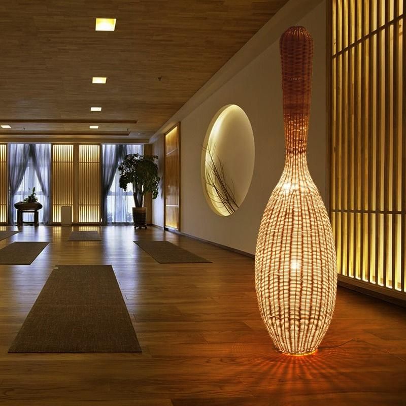 New Chinese and Japanese Southeast Asian Bamboo Decorative Lighting Bamboo Silk Floor Lamp