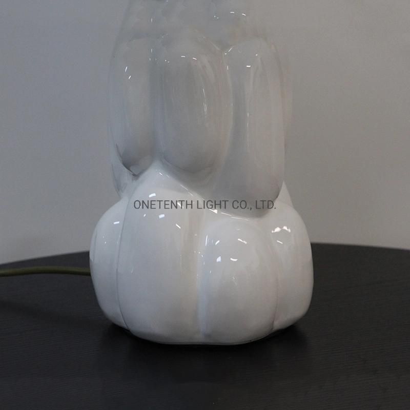 Acrylic Fabric Lamp Shade with White Ceramic Lamp Body Table Lamp.