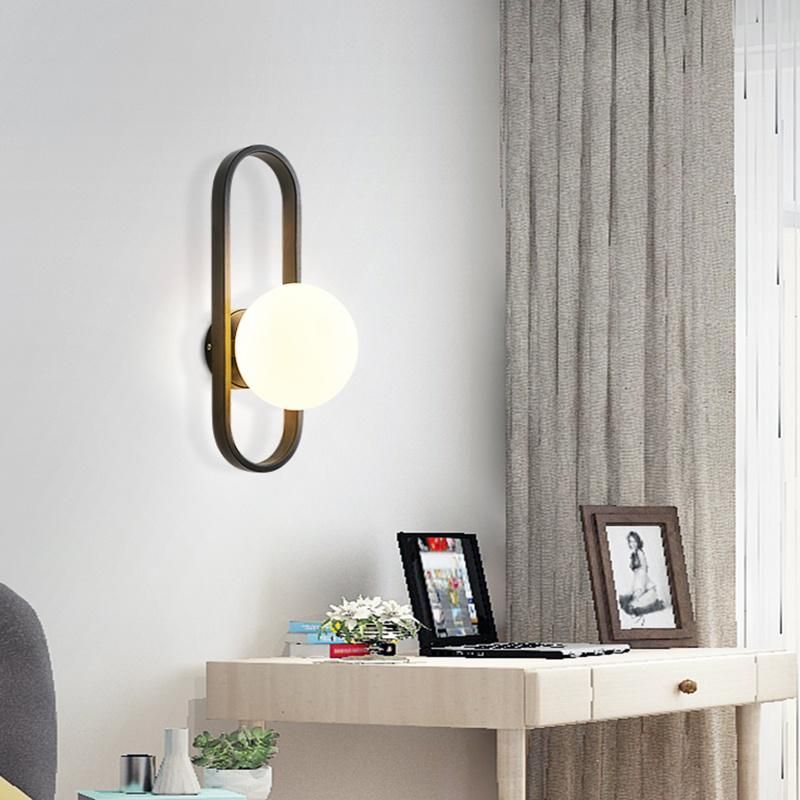 Nordic LED Glass Ball Wall Light Sconces Wrought Iron Wall Lamp (WH-OR-121)