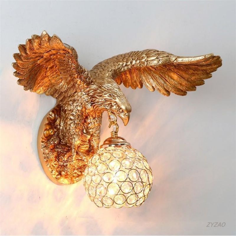 Nordic Resin Eagle Wall Lamp Bar Restaurant Retro Bird Wall Lights Living Room Wall Decor Lamp Corridor Home Decor Indoor Light