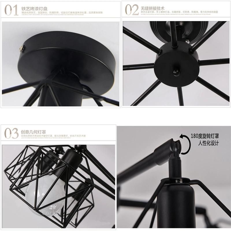 American Iron Chandelier Cage Kitchen Bedroom Living Room Home Decor Black Chandelier Lighting (WH-VP-64)