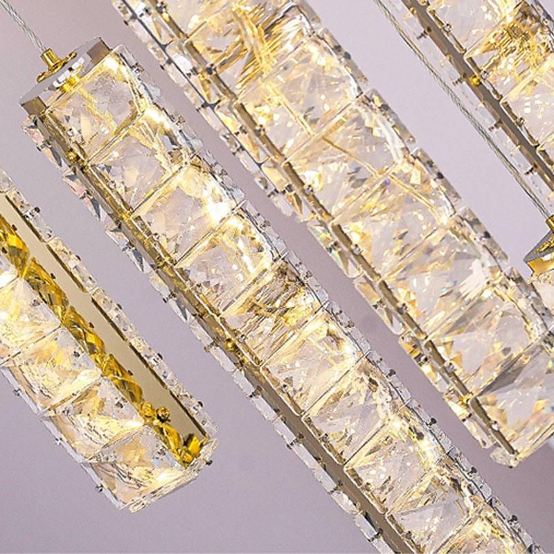 Stair Lamp Long Modern Chandelier Crystal Pendant Lamp Villa Living Room LED Lighting