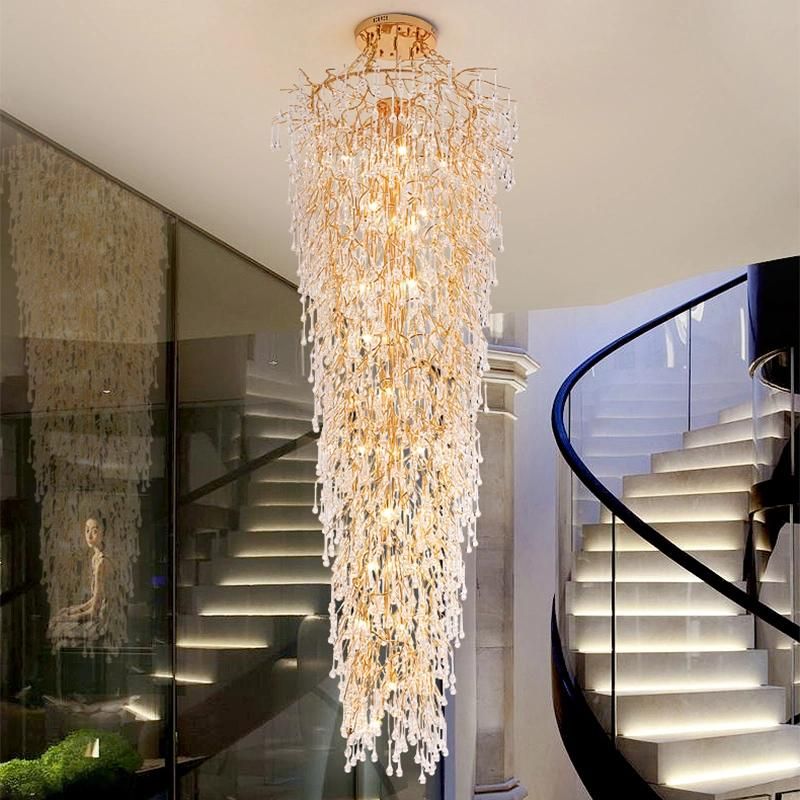 Villa Staircase Chandelier Revolving Staircase Light Crystal Large Chandelier