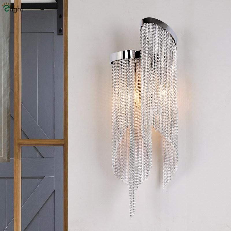 Plate Aluminium Tassel LED E14 Wall Scones D23 H60cm Chrome Stream Wall Sconce (WH-OR-197)