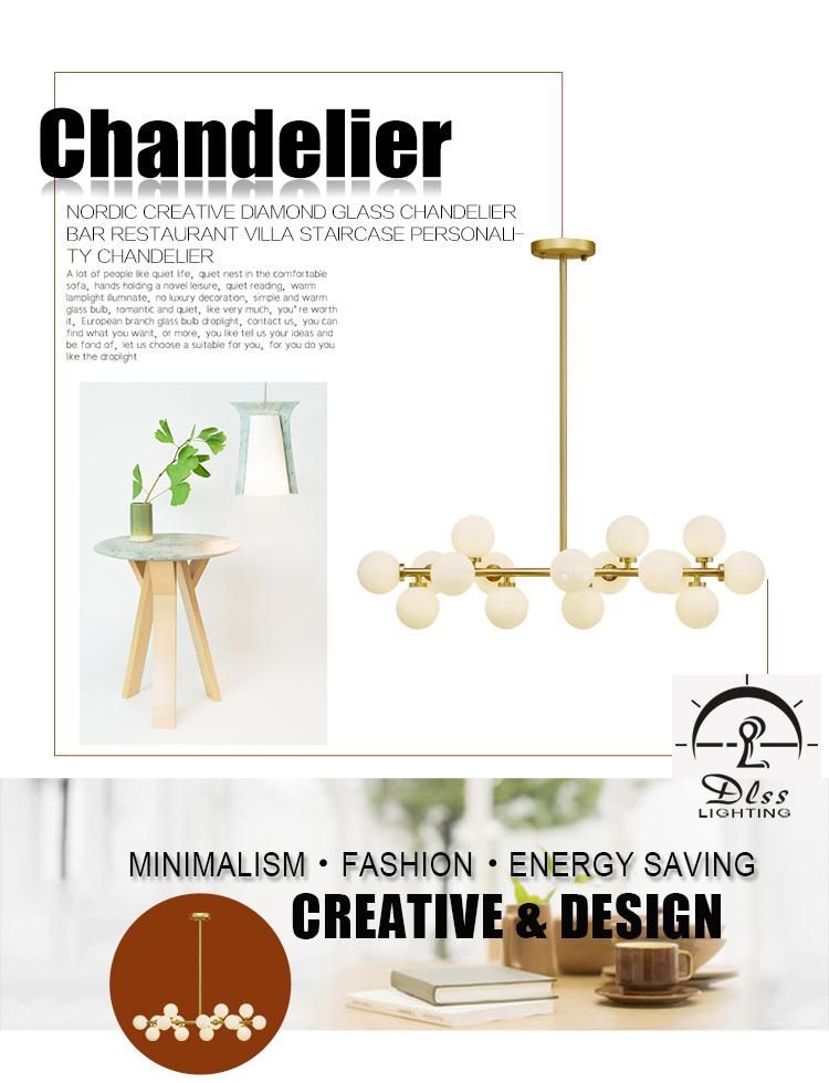 Dining Room Long Glass Ball Cluster Chandelier