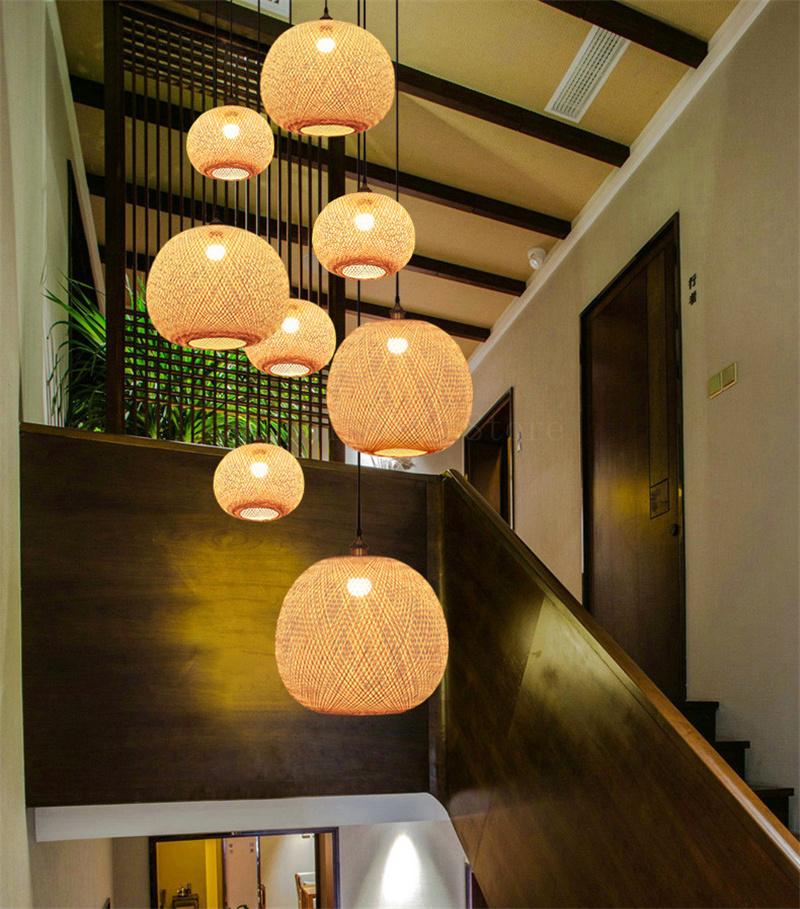 Chinese Bamboo Ball Pendant Lights Weaving Living Room Decoration Rattan Hanging Lamp (WH-WP-29)