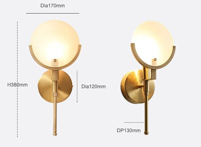 Living Room Marble Modern Wall Light in Brass