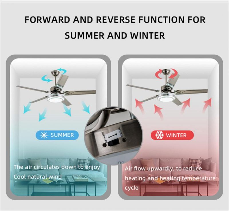 Factory Direct Save Energy 3 Speed Pure Copper Motor Modern Ceiling Fan with LED Light