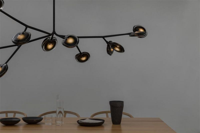 Home Living Room Modern Amber Black Cherry Branch Shape Pendant Light