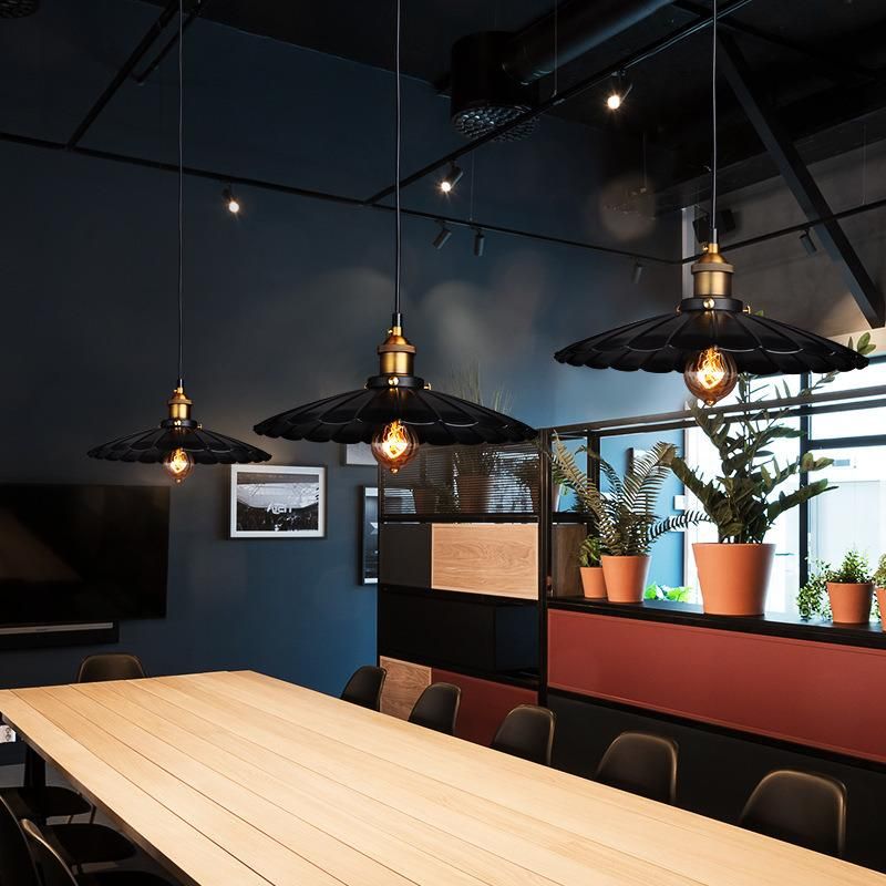 Black Pendant Light with Cord Loft Creative Metal Umbrella Lamp Industrial Plug in Chandelier (WH-VP-59)