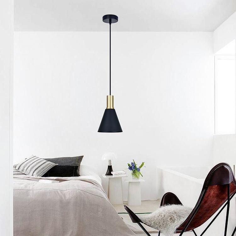 Nordic Industrial Wrought Iron Black LED Hanging Lamp Home Decor Indoor Lighting Modern Minimalist Pendant Light