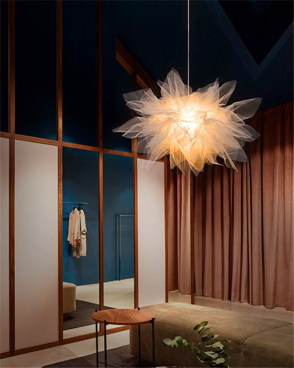 Romantic Lace Fabric Pendant Light Fixtures Pendant Lamp LED Hanging Lamp for Princess Living Room Bedroom Home Art Decor