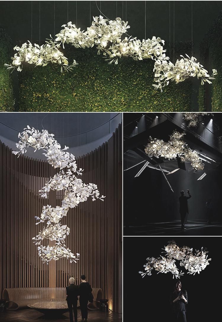 Nordic Style Flower Shape Decoration Long Staircase Wedding Large Custom Unique Lamp Office Chandelier