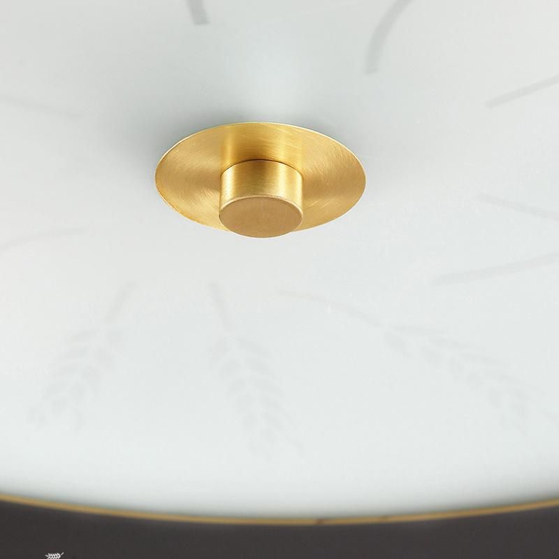 Round Copper Glass Lampshade Ceiling Light Warm Bedroom Lamp Simple Study Light