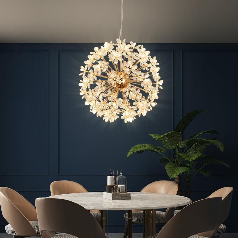 Floral Globe Crystal Chandelier Bedroom Dining Room Pendant Lamp Light