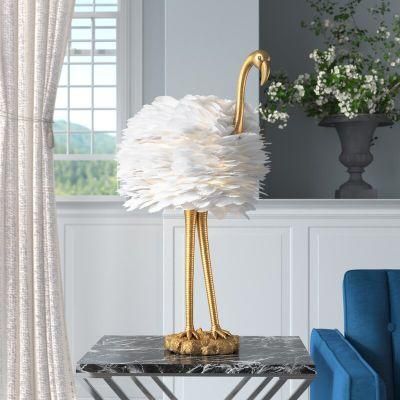 Feather Table Lamp Bedroom Bedside Lamp Nordic Ins American Simple Warm Romantic Girl Net Red Living Room Table Lamp Floor Lamp