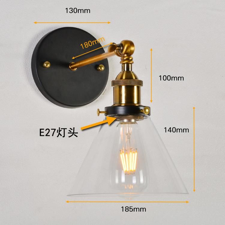 Retao Design Brass Bedroom Decorative Glass Wall Lamp