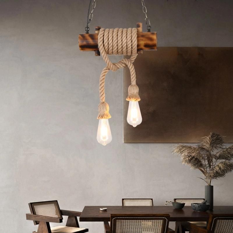 Retro Loft Pendant Lamp American Retro Industrial Style Hemp Rope Restaurant Coffee Bamboo Lighting (WH-VP-133)