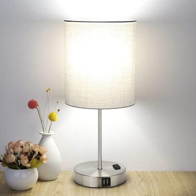 Popular Style USB Charging Table Lamp Bedroom Bedside Lamp Cloth Round Table Lamp Creative Eye LED Table Lamp