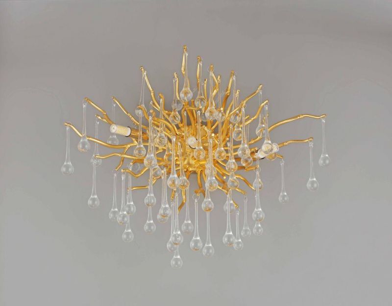 Art Decoration Flower White Crystal Glass Golden Wall Lamp Lighting