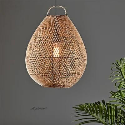 Rattan Retro Pendant Lights Hand-Woven Hanging Basket Lamps for Dining Room Lights (WH-WP-55)
