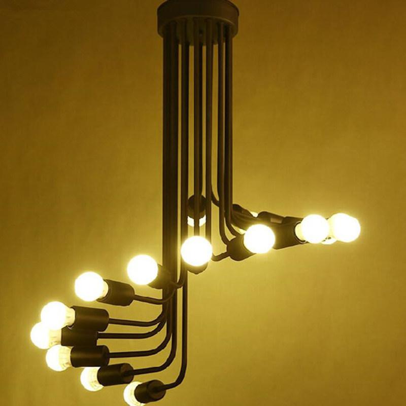 Black Staircase Pendant Lamp Multiple Retro Lustre LED Loft Pendant Lamp Home E27 Spider Lamp (WH-VP-98)