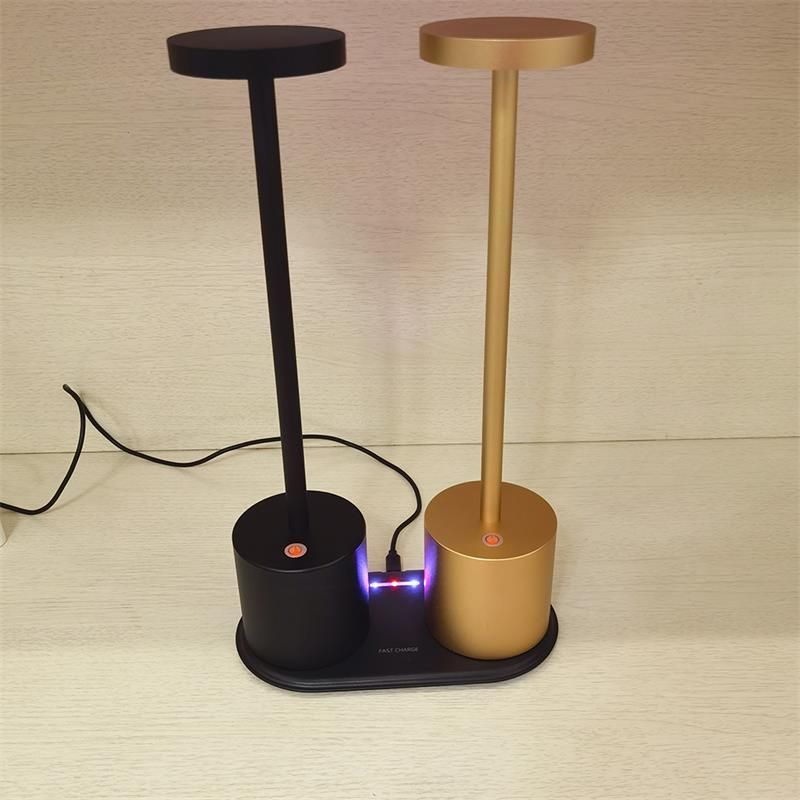 Wireless Charging Battery Powered Table Lamp Cordless for Hotel Bar Restaurant Dining Room Bedside Lamp