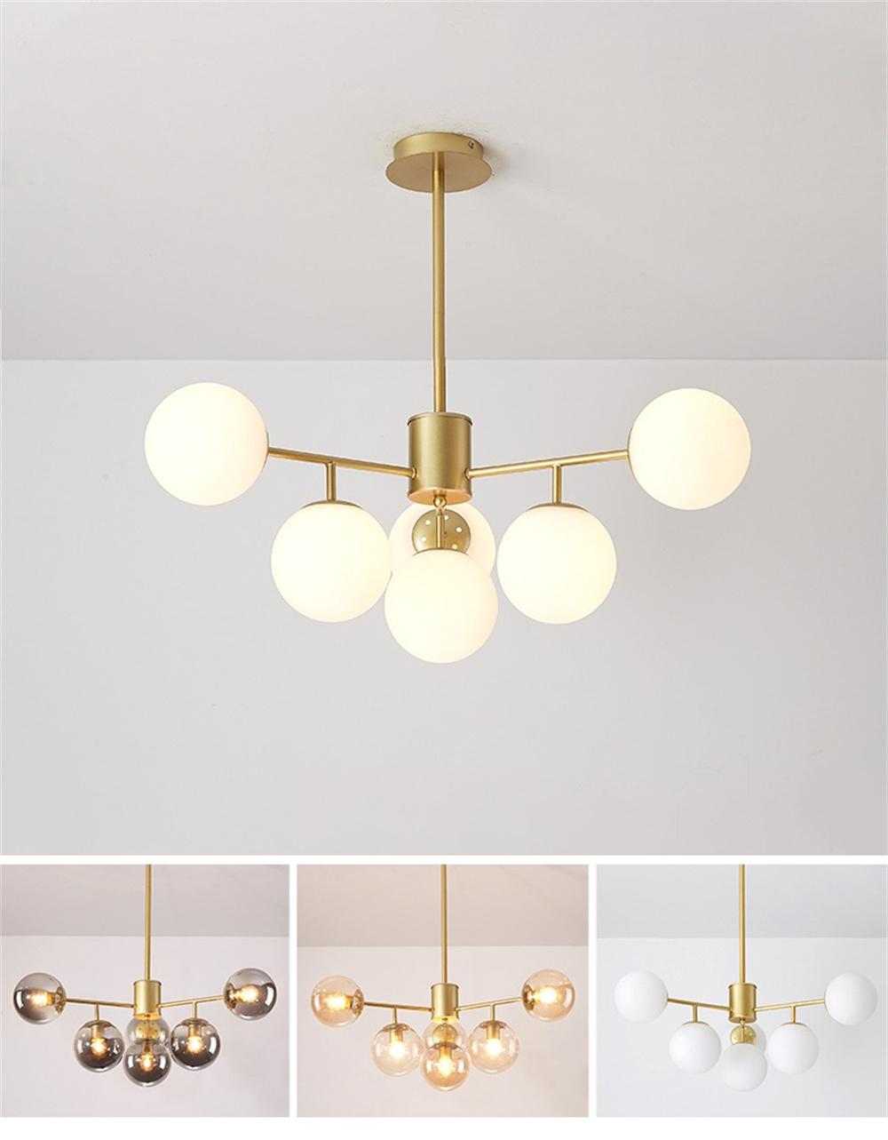 Nordic LED Chandelier for Living Room Dining Kitchen Gold Modern Ball Ceiling Hanging Lamp in The Hall Loft Home Light Fixture