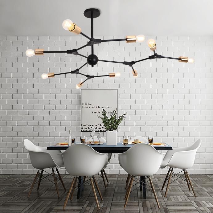 Good Quality E27 Chandelier Light Fixture, Semi Flush Mount Ceiling Light Adjustable Arm Pendant Lighting Lamp for Kitchen Dining Room Bedroom Restaurant