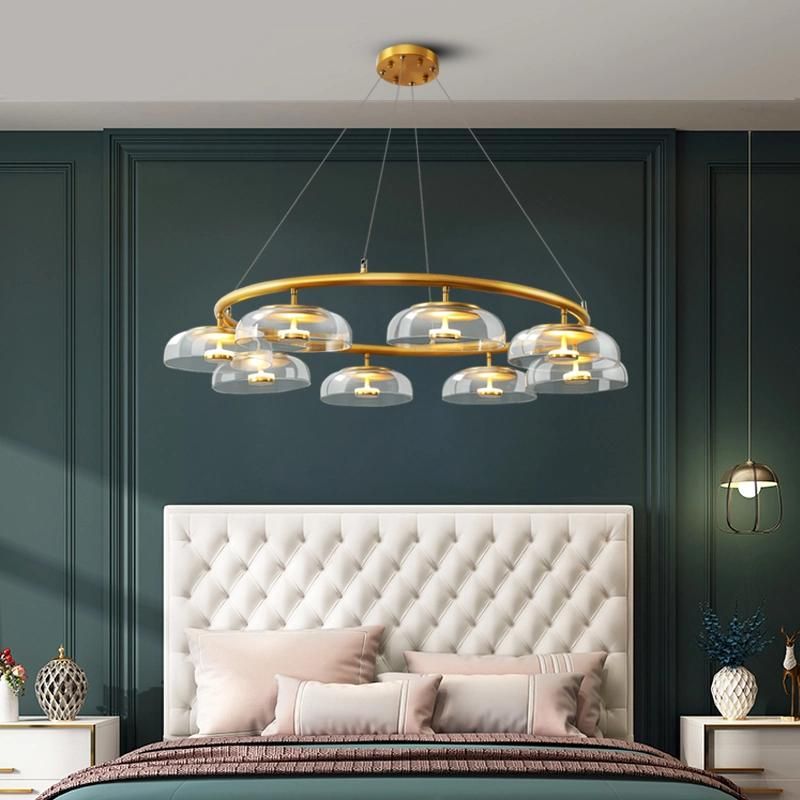 Home Decoration Lighting Copper Glass LED Chandelier