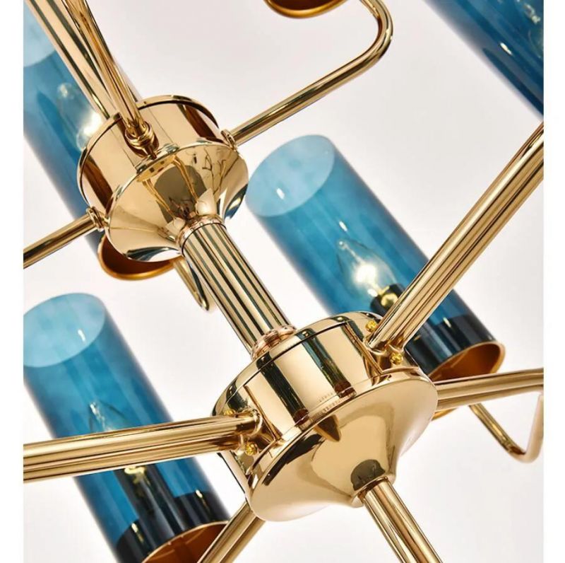 Contemporary Creative Artist Design Blue Glass Copper Pendant Lamp Indoor Home Decorative Lighting