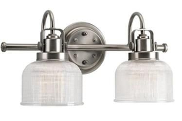 2 Light Vanity Wall Lamp with Clear Double Prismatic Glass