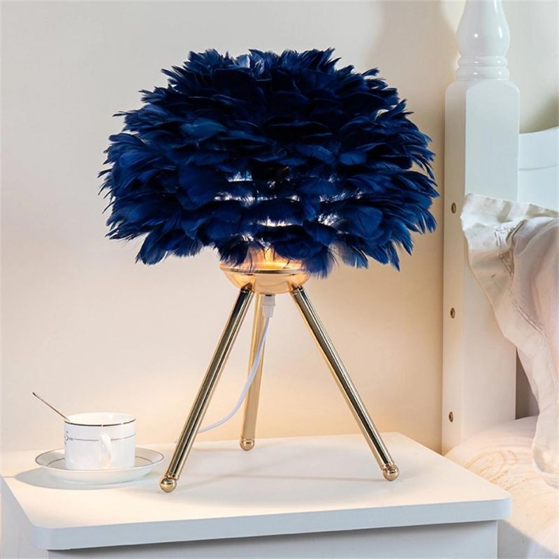 Feather Lamp for Living Room Bedroom Table Lamp Modern Decoration Bedside Lamp Room Light Goose Feather Lamp Feather Table Lamp