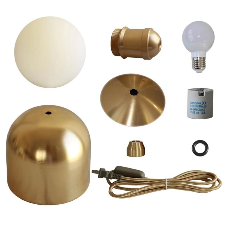 Brushed Brass Finish Metal Frame Home Glass Table Lamp