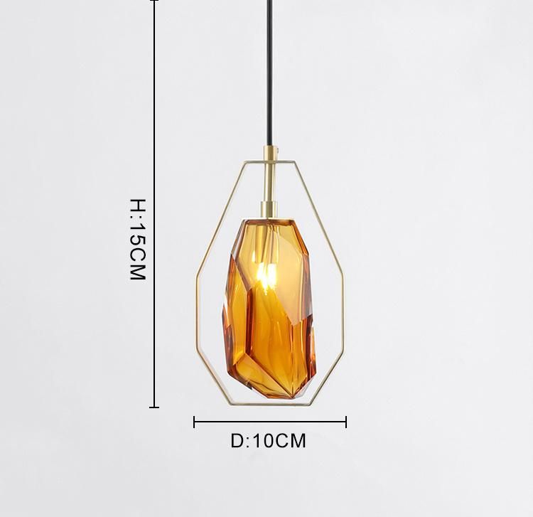 Popular Design Amber Smoky Color Glass Lamp Shade Chandelier Golden Pendant Lamp