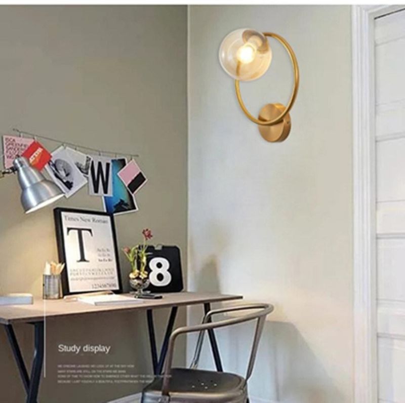 Post-Modern Simple Interior Wall Lamp Glass Bedroom Light Luxury Round Corridor Stair Round Wall Light (WH-OR-93)