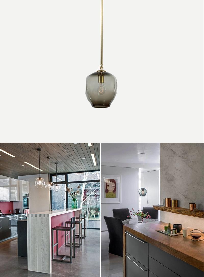 Modern Simple Style Coffee Shop Art Decor Suspension Iron Glass LED Pendant Lamp