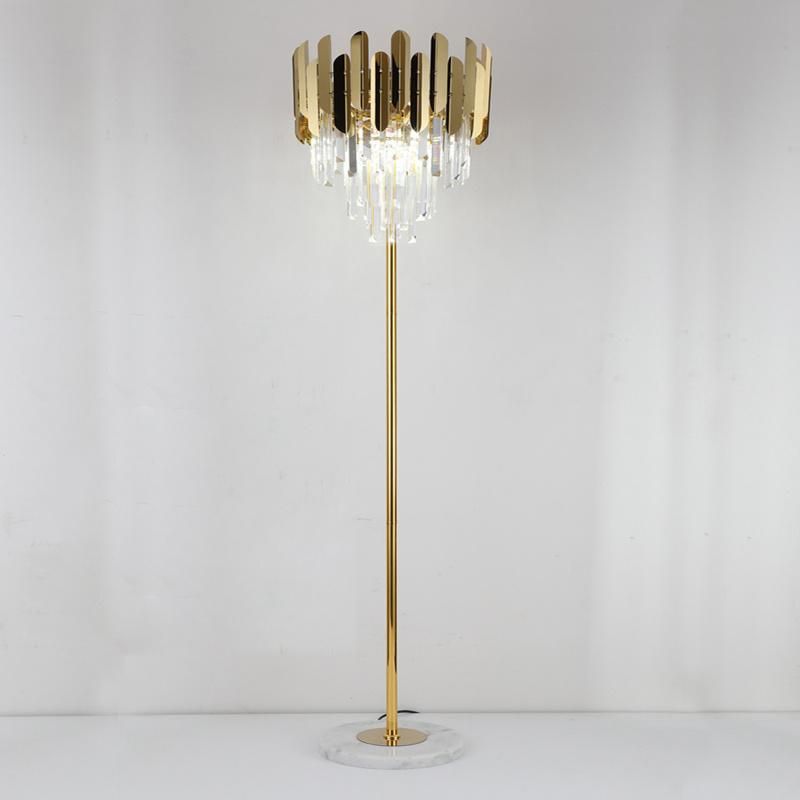 Luxury Modern Crystal Gold Stand Floor Lamp LED for Bedroom Living Room Crystal Floor Lamp (WH-MFL-79)