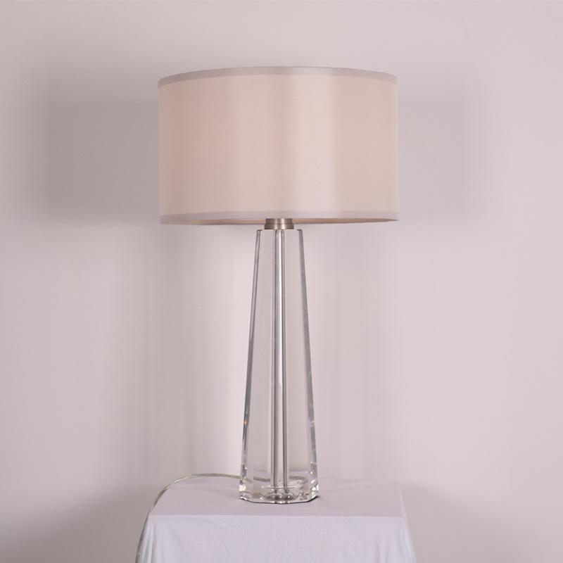 Octanonal Crystal Lamp Body White Fabric Shade Table Lamp