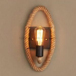 E27 Oval Shape Hemp Rope Retro Vintage Wall Mounted Bedside Light